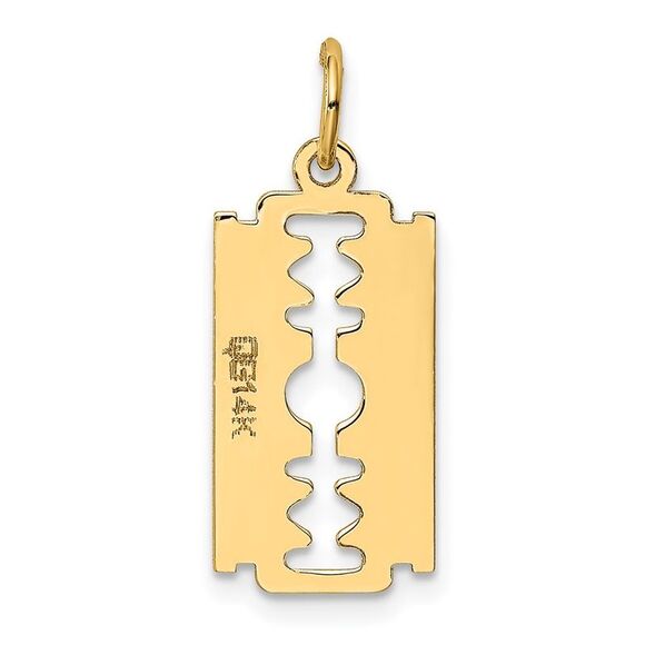 14k Yellow Gold Polished Razor Blade Charm